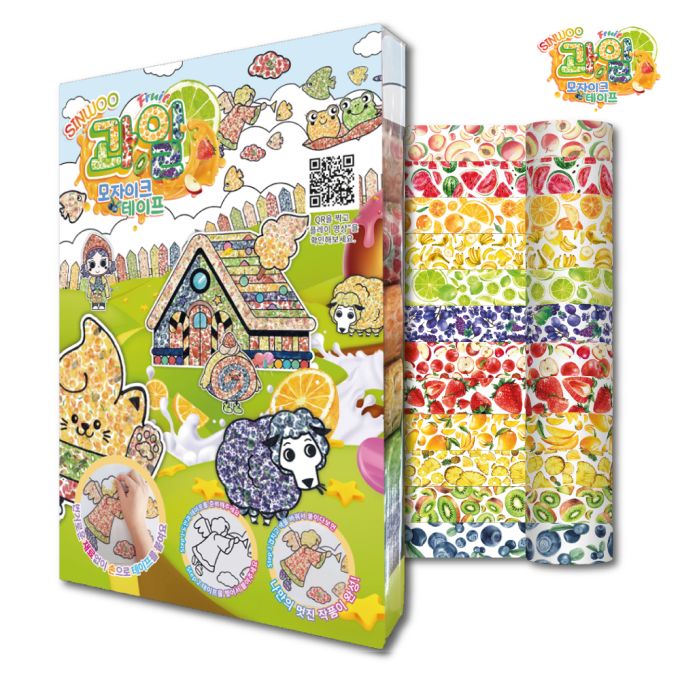 Bộ tranh xé dán dễ thương cho bé Sinwoo Masking Tape 12 cuộn đủ màu sắc (Chủ đề: Trái cây) | Băng dính trang trí DIY