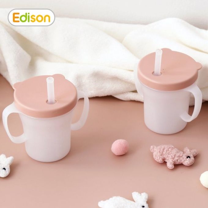Cốc tập uống Edison Hàn Quốc có ống hút chống rò rỉ và tay cầm cho bé từ 12 tháng