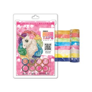 Bộ tranh xé dán dễ thương cho bé Sinwoo Masking Tape 8 cuộn đủ màu sắc (Chủ đề: Màu nước W2) | Băng dính trang trí DIY